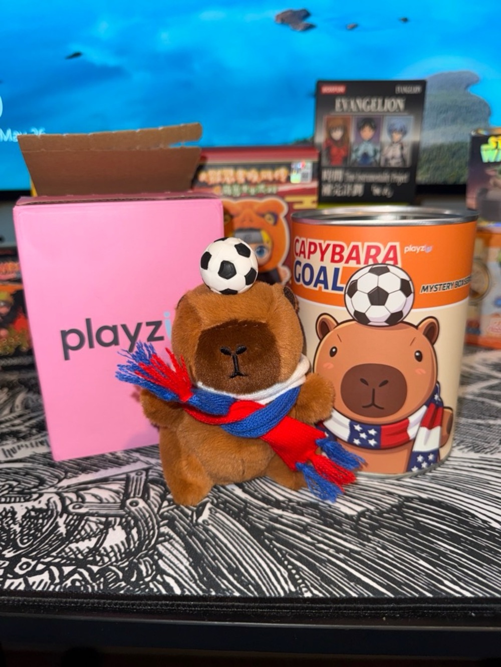 Playzuu Capybara Goal Plush Pendant Blind Box, Blind Box Figures, Plush Keychain